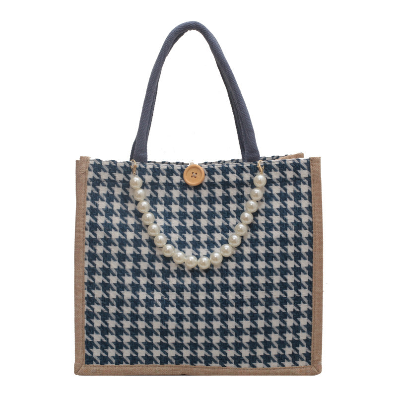 Houndstooth Patterned Tote Bag