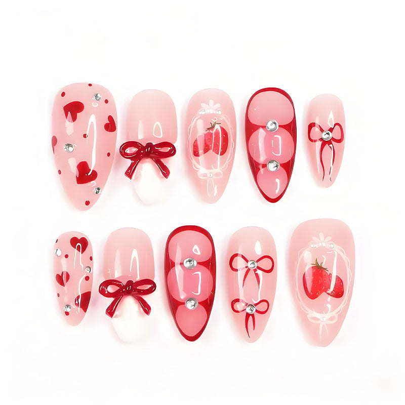 Artificial nail set with cute heart and bow designs Kalsten