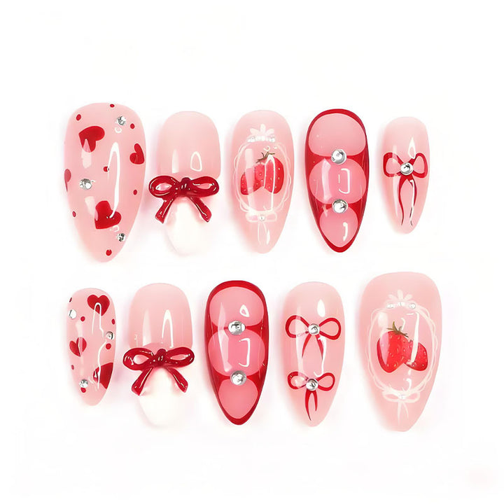 Artificial nail set with cute heart and bow designs Kalsten