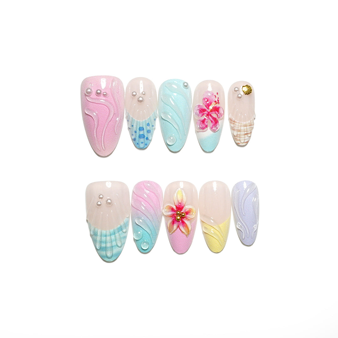 Decorative Floral Press-On Nail Set