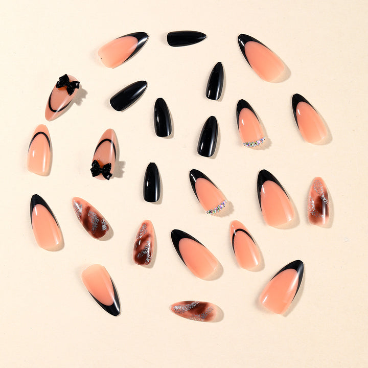 Artistic Stiletto Nail Art Extensions with Bow Accents Kalsten