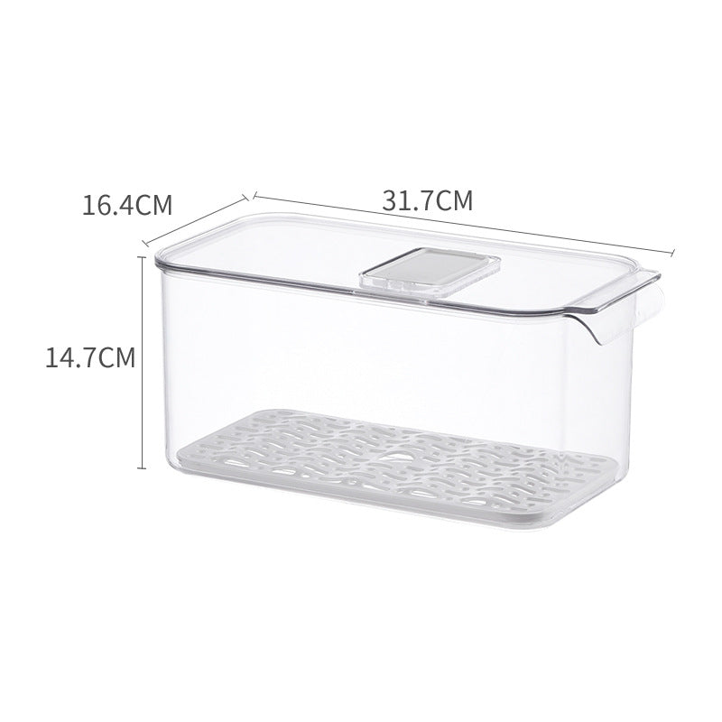 Fridge organizer and freshness box with removable ventilation grid and stackable design