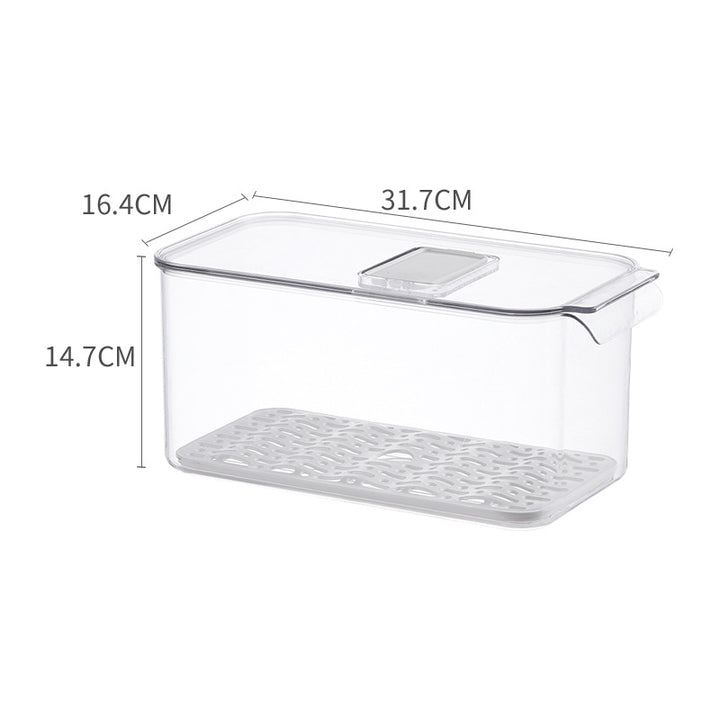 Fridge organizer and freshness box with removable ventilation grid and stackable design
