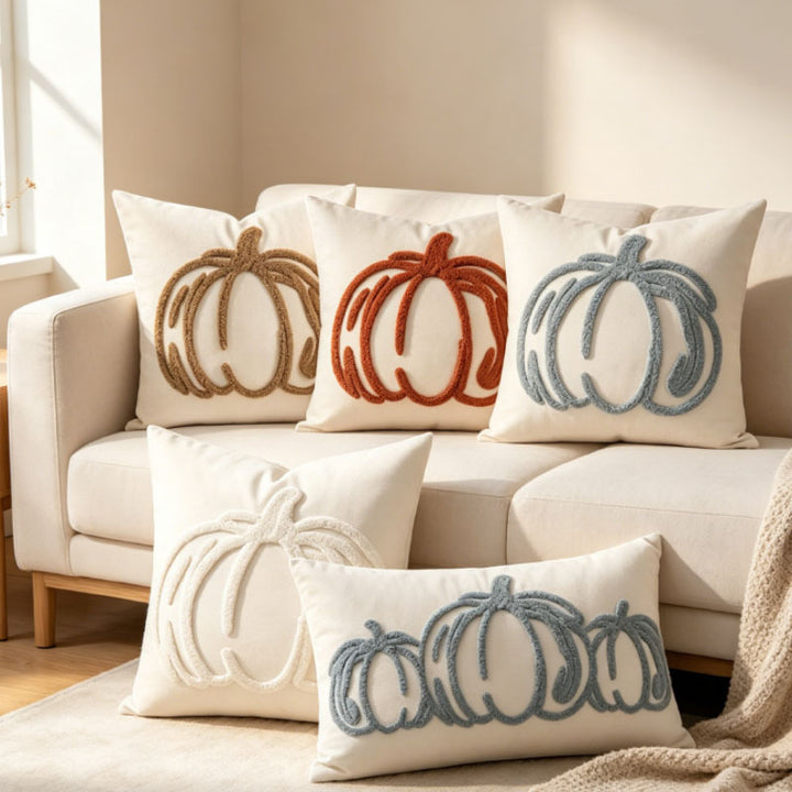 Decorative Tufted Pumpkin Throw Pillow Cover
