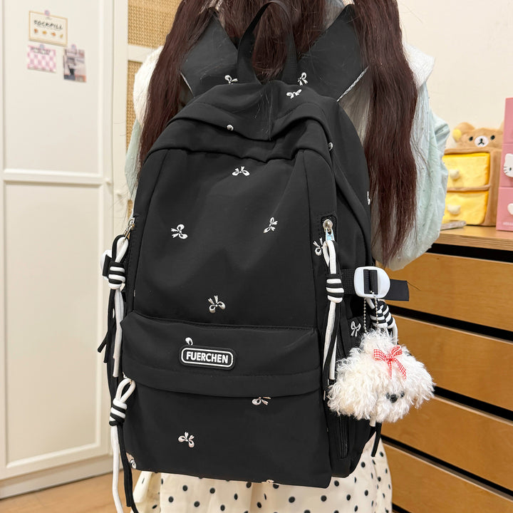 Stylish Multi-Pocket Backpack with Furry Keychain Kalsten