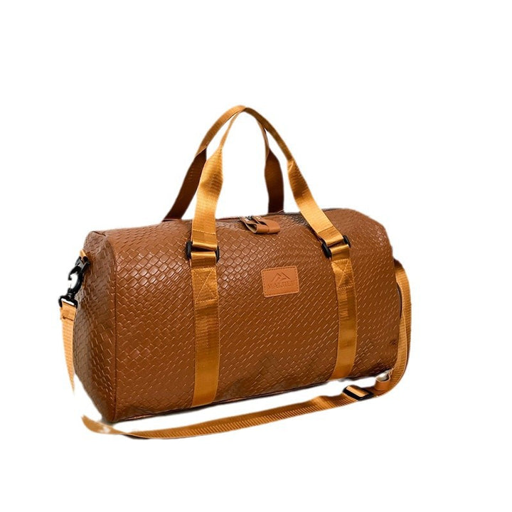 Elegant Woven Leather Duffle Bag