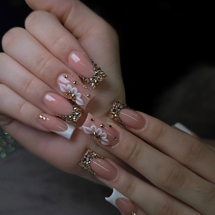Luxurious Rhinestone Embellished Nail Extensions Kalsten