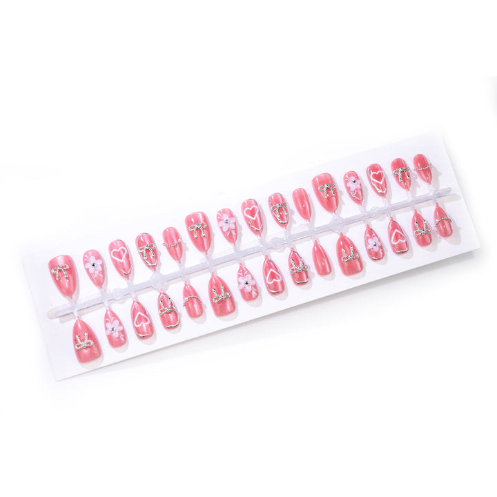 Decorative Press-On Nail Art Set with Unique Heart and Floral Designs Kalsten