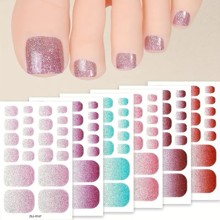 Glitter Gradient Toe Nail Wraps