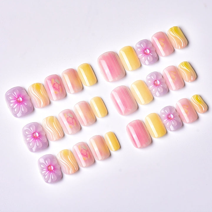 Artistic Floral Press-On Nails Set Kalsten