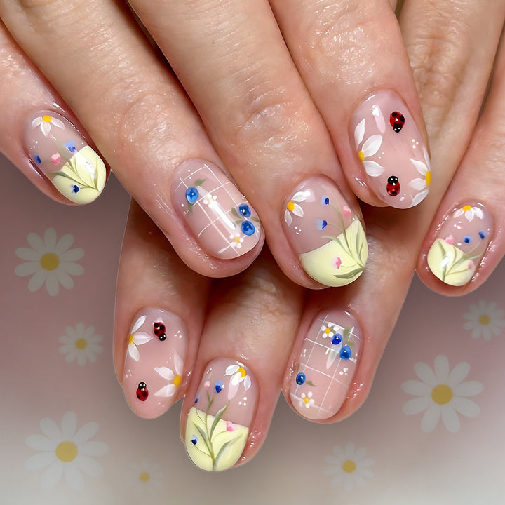 Artistic Floral Press-On Nails Kalsten