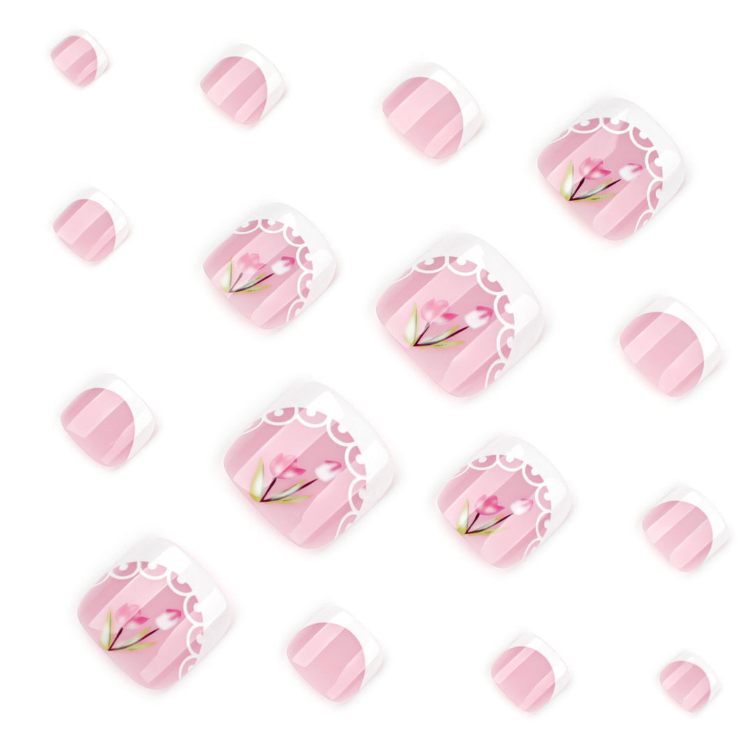 Artful toenail art in romantic floral design Kalsten