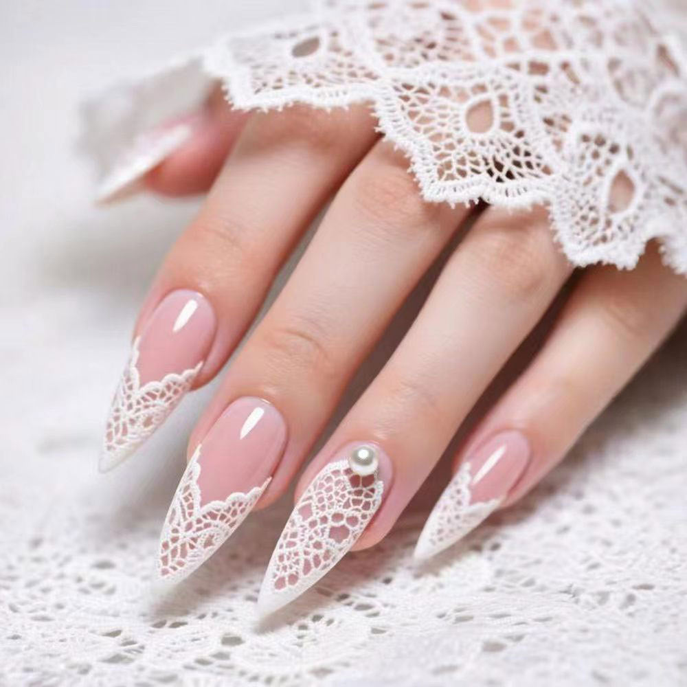 Elegant Lace-Detail Nail Art