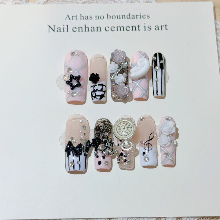 Musical-Themed Press-On Nail Art Set