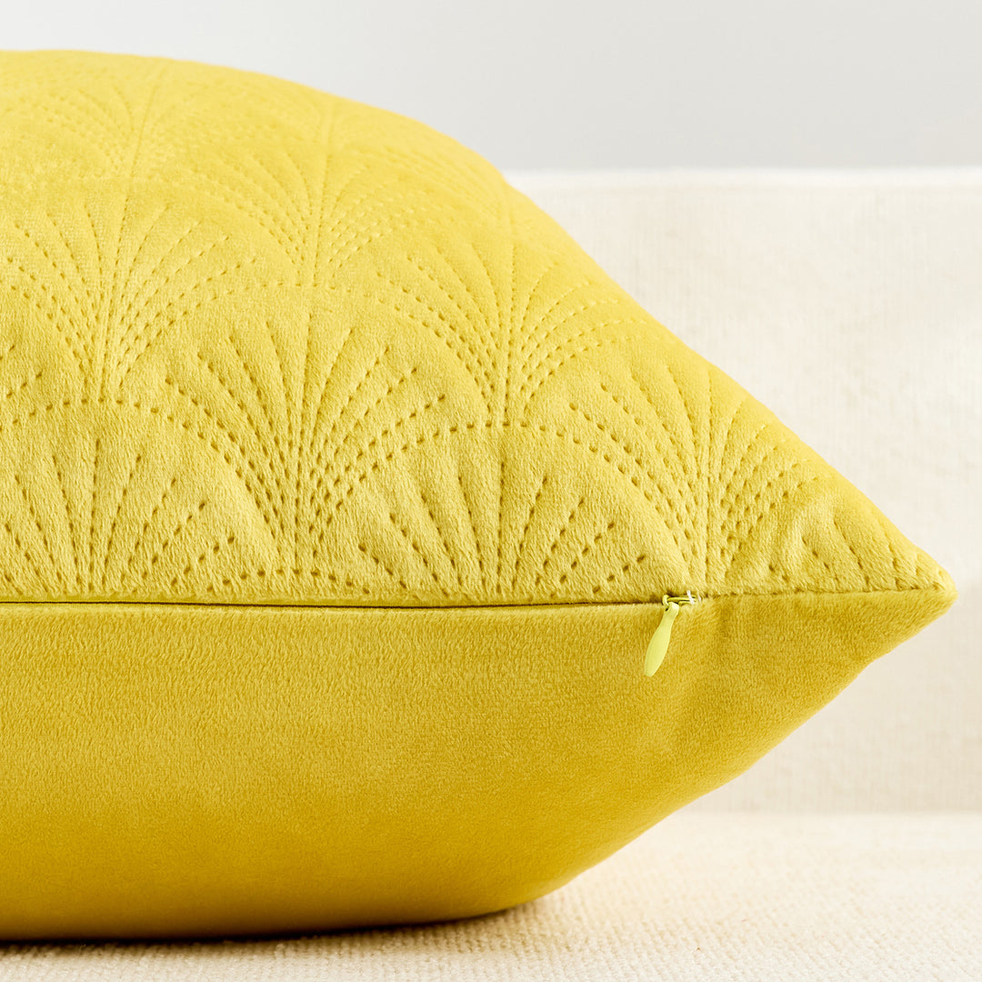 Embroidered Scallop-Pattern Cotton Decorative Throw Pillow Cover