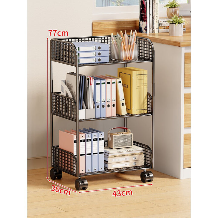 Three-Tier Rolling Mesh Storage Cart with Locking Casters