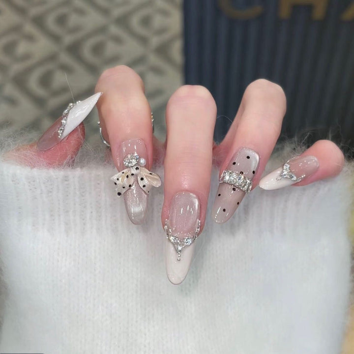 Elegant Nail Art Extensions with Pearl Accents Kalsten