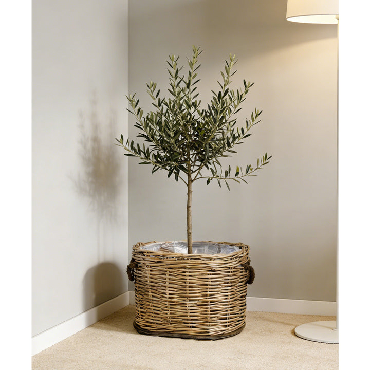 Rustic laundry basket with decorative handles Kalsten
