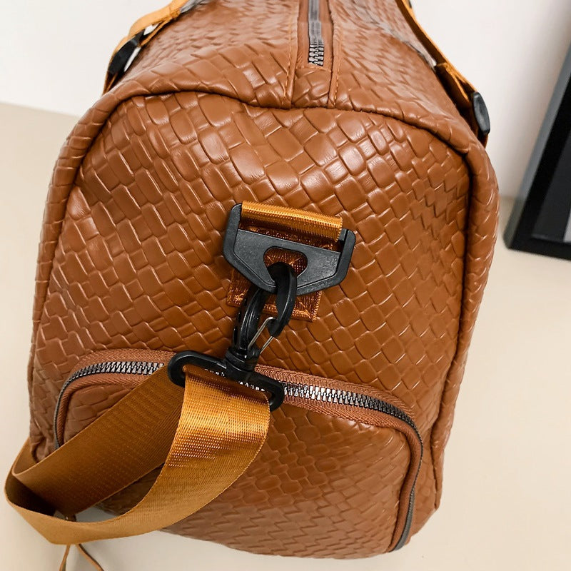 Elegant Woven Leather Duffle Bag