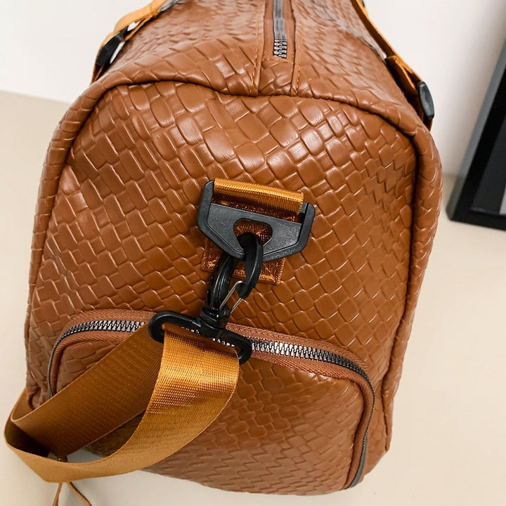 Elegant Woven Leather Duffle Bag