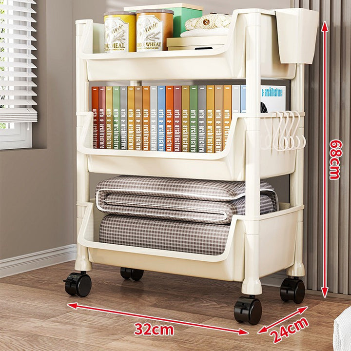 Compact Two-Tier Rolling Storage Cart with Removable Bins and Swivel Casters