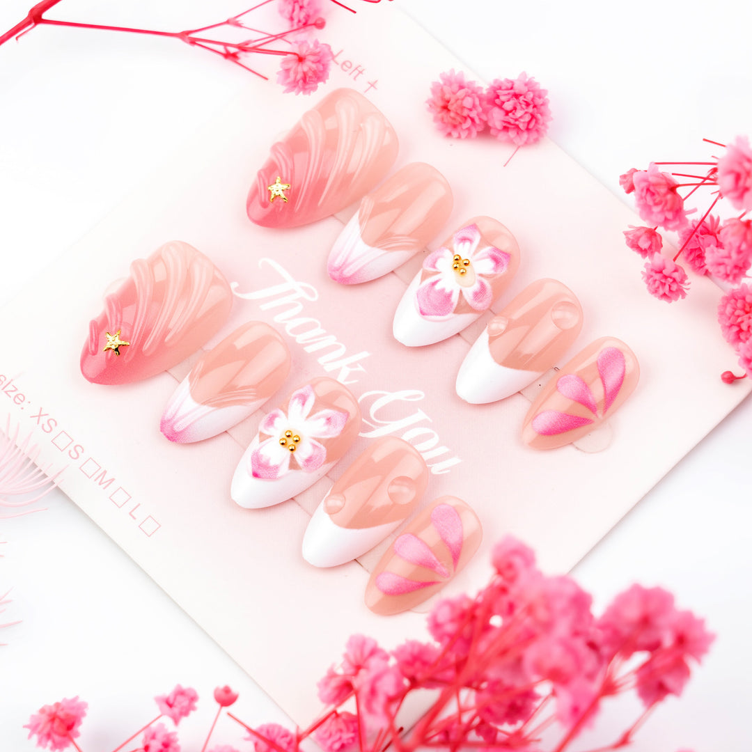 Artificial nail set with floral and elegant accents Kalsten