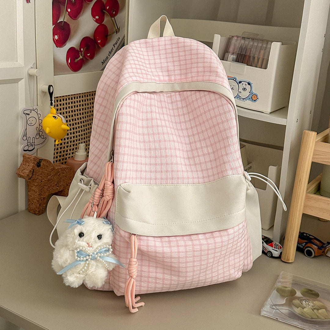 Textured Casual Backpack with Charm Kalsten