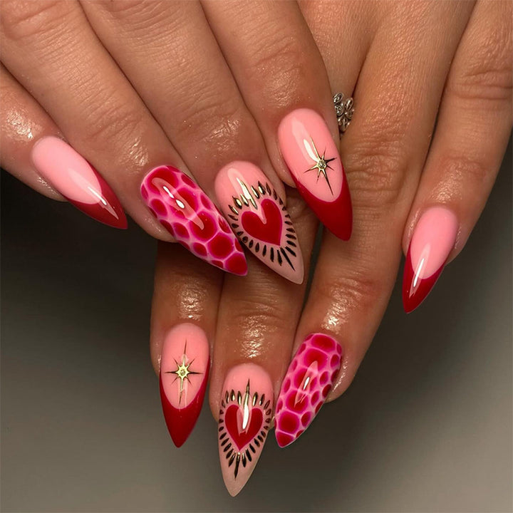 Artistic Heart-Inspired Press-On Nail Art Set Kalsten
