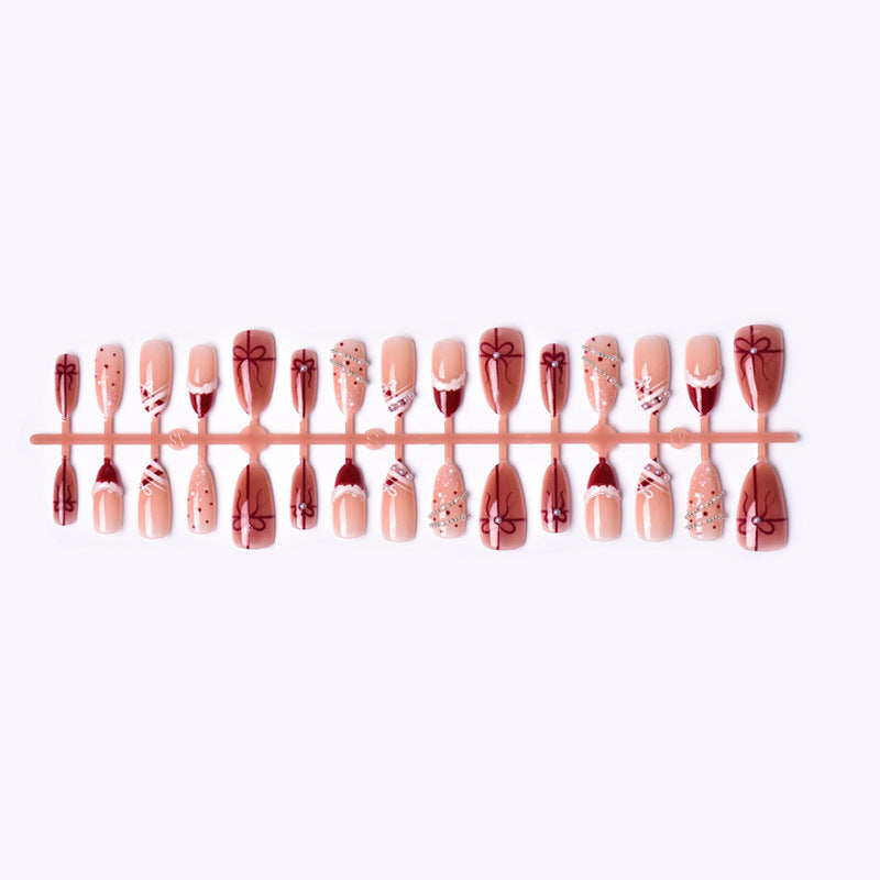 Elegant Gift-Themed Press-On Nail Art Kalsten