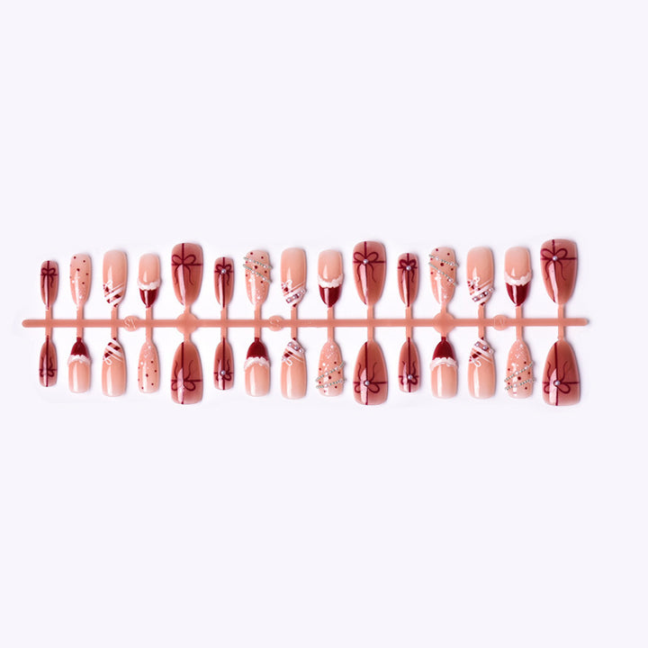 Elegant Gift-Themed Press-On Nail Art Kalsten