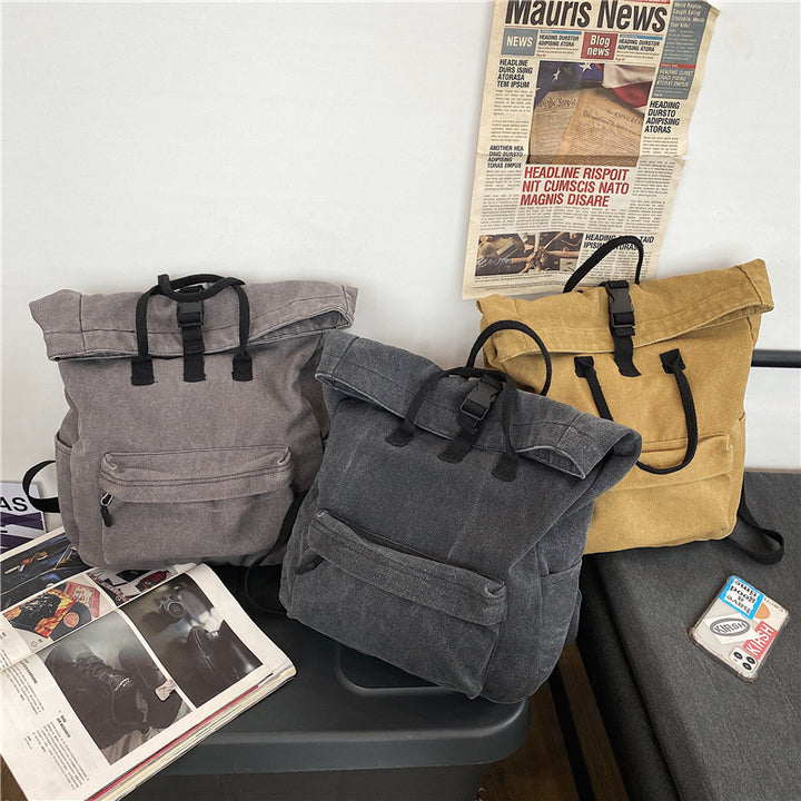 Stylish Roll-Top Canvas Backpack Kalsten