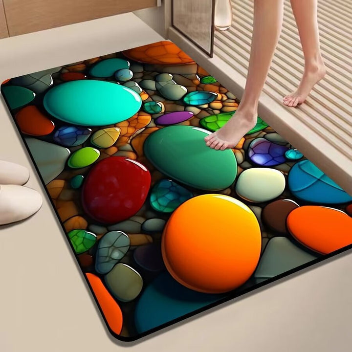 Colorful Pebble-Themed Floor Mat Kalsten