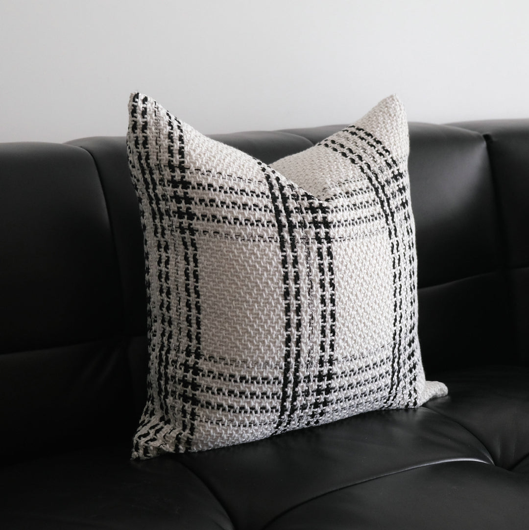 Cozy Textured Plaid Throw Pillow for Home
