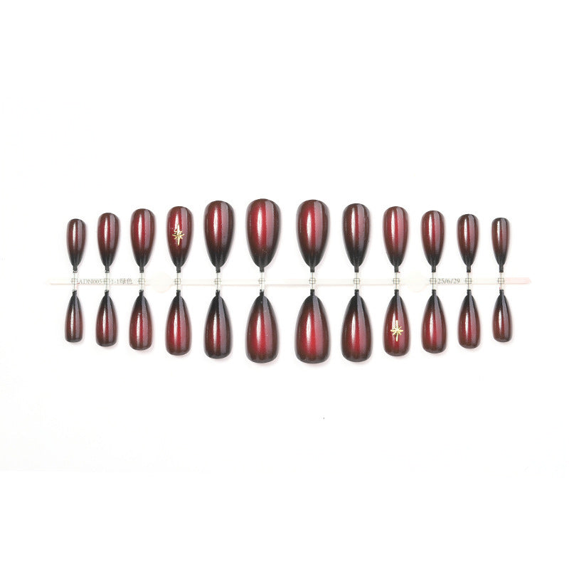 Acrylic Nail Set with Elegant Ombre Effects and Golden Accents Kalsten