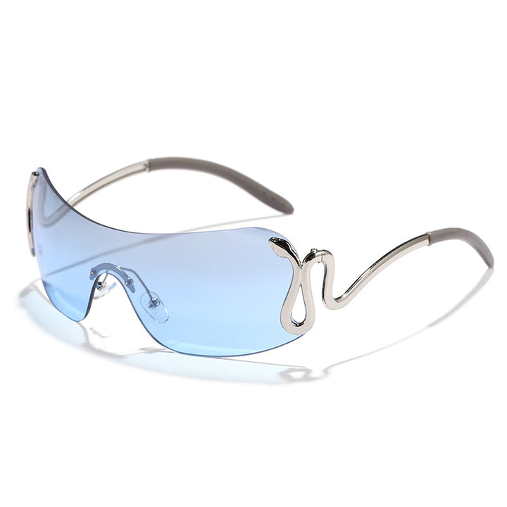 Women's fashionable futuristic sunglasses with curved frame Kalsten