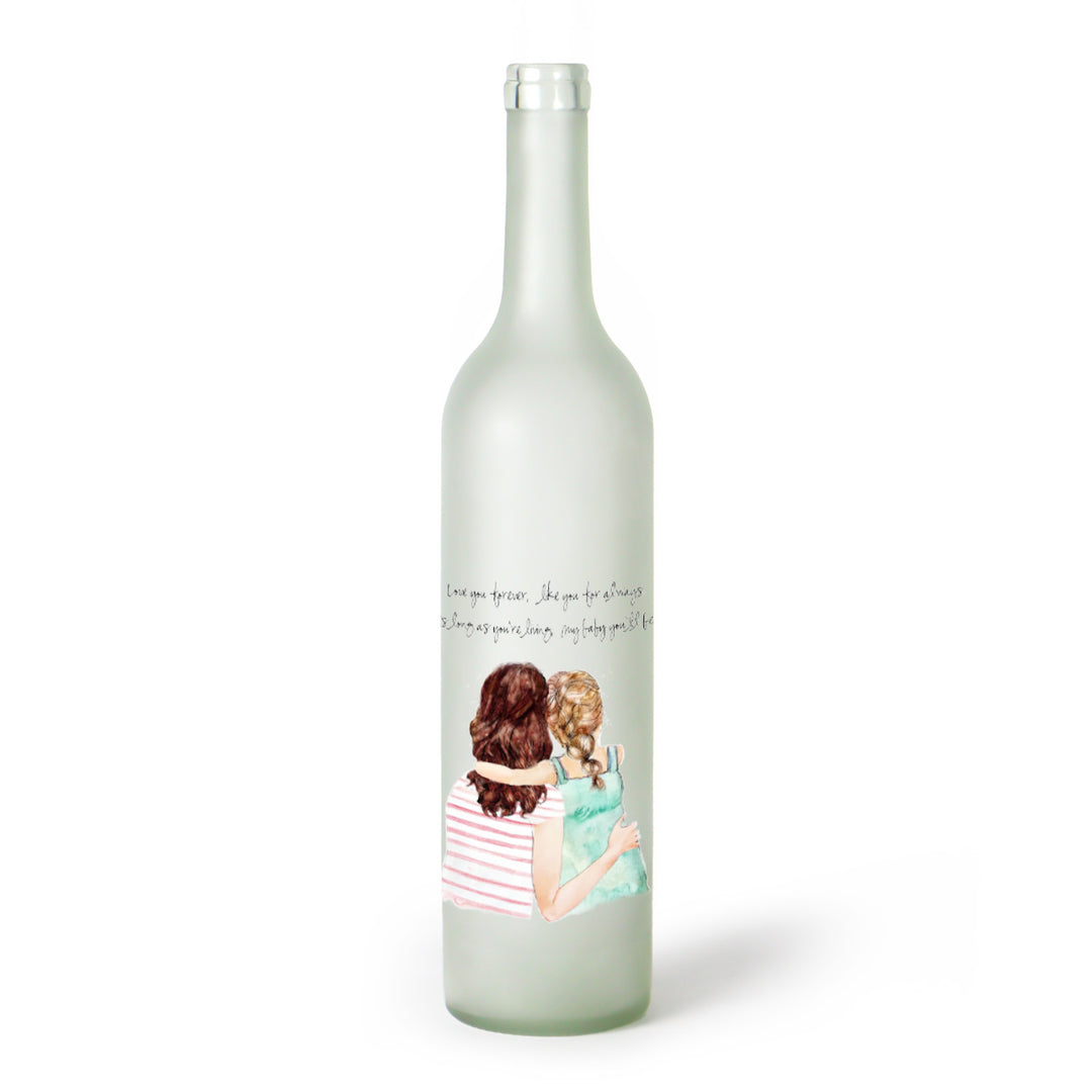 Decorative Frosted Glass Bottle Vase With Fashion Collage Decal