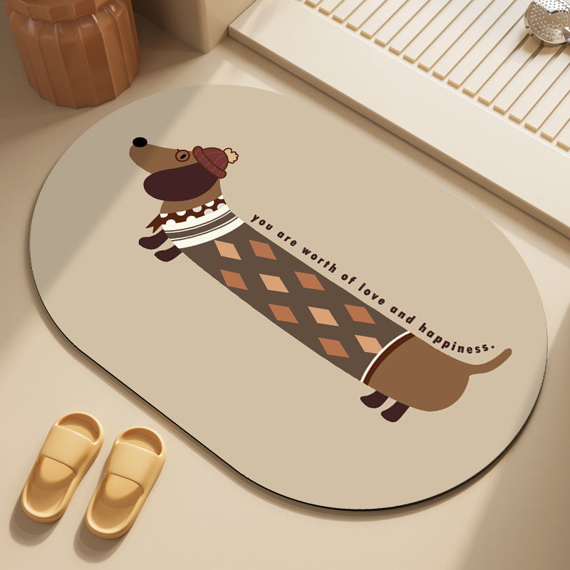 Playful Cartoon Dog-Themed Area Mat
