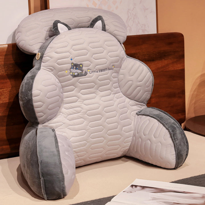 Ergonomic reading pillow with armrests, neck roll and non-slip cover