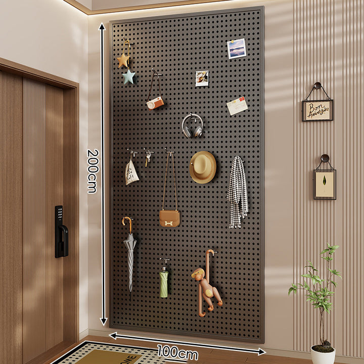 Wall-Mounted Perforated Pegboard Organizer Panel Large Square with Modular Hooks and Accessories