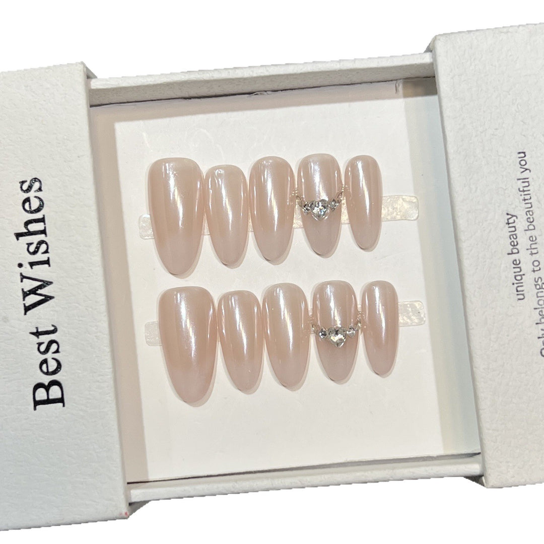 Elegant Decorative Press-On Nail Set with Rhinestone Accents Kalsten