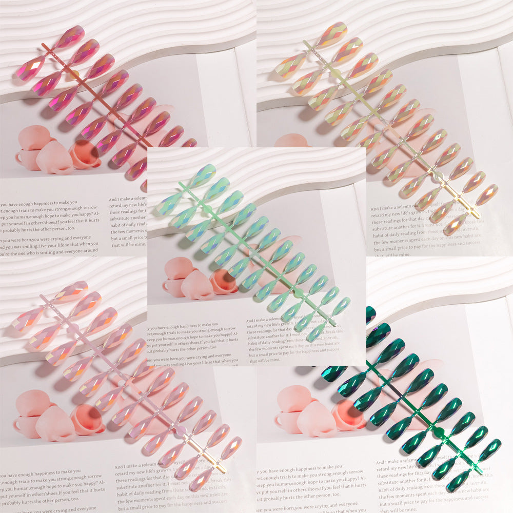 Artistic Press-On Nail Set with Geometric Design Kalsten