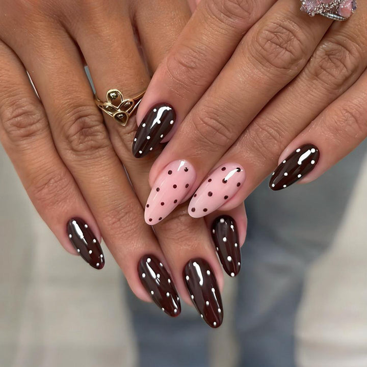 Acrylic Nail Set with Elegant Polka-Dot Design Kalsten
