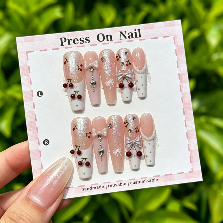 Customizable Cherry Blossom Press-On Nail Art Set