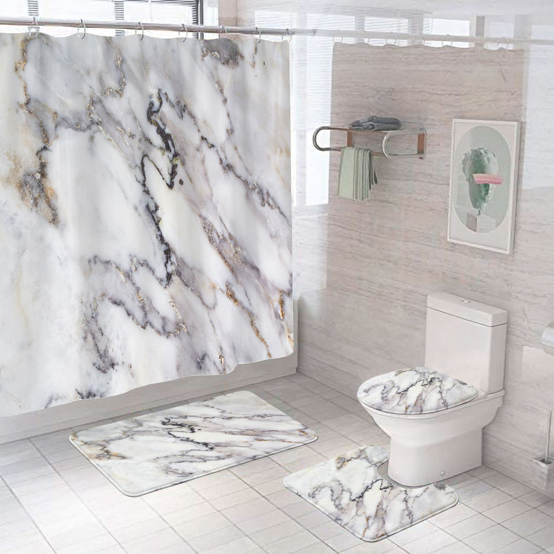 Elegant Marble Pattern Bathroom Mat Set Kalsten