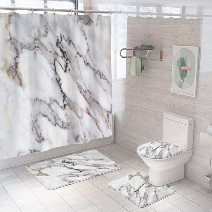 Elegant Marble Pattern Bathroom Mat Set Kalsten