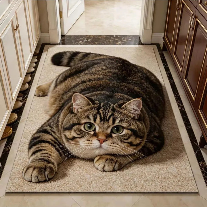Plush Cat-Themed Area Mat