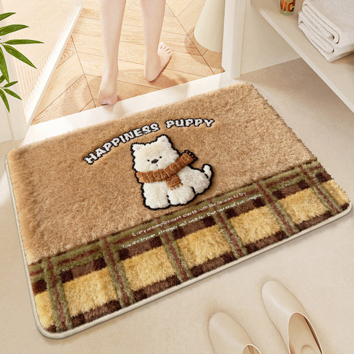 Cute Corgi-Themed Plush Bath Mat