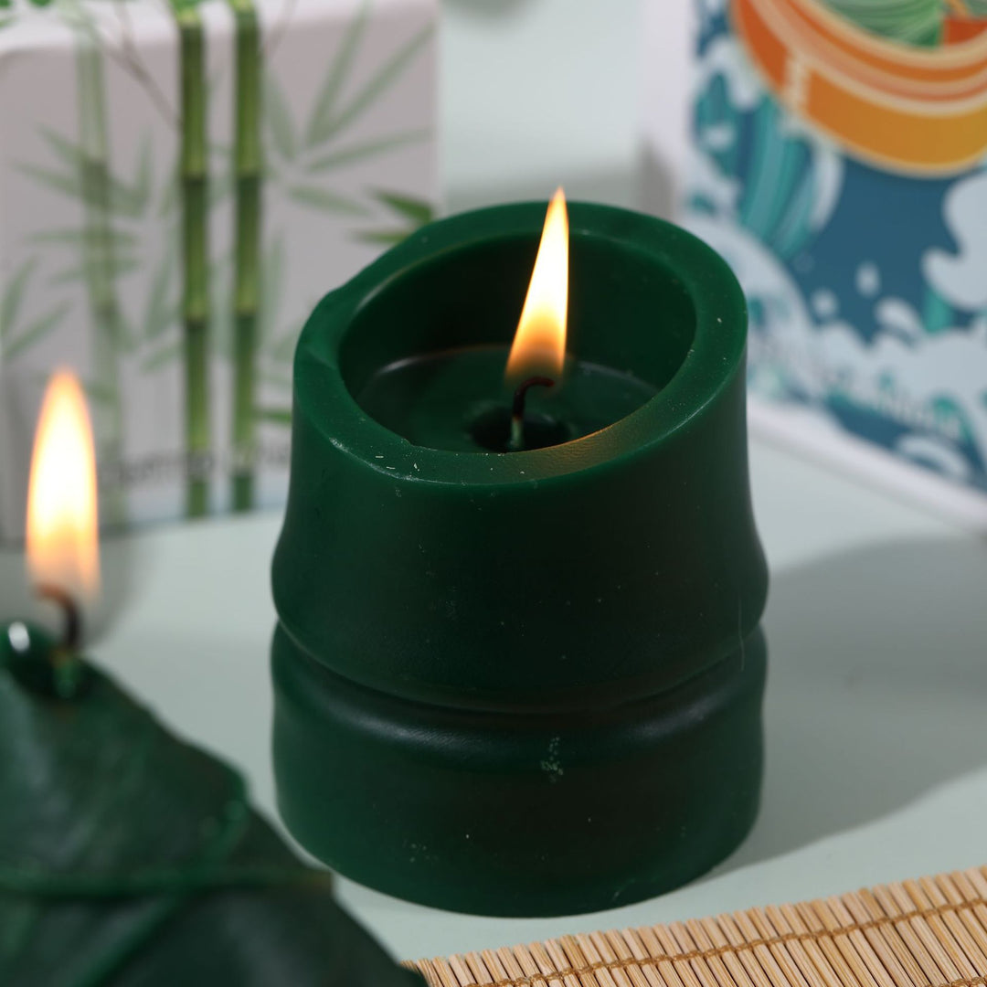 Hand-Poured Conical Spiral-Wrapped Holiday Tree Scented Decorative Candle