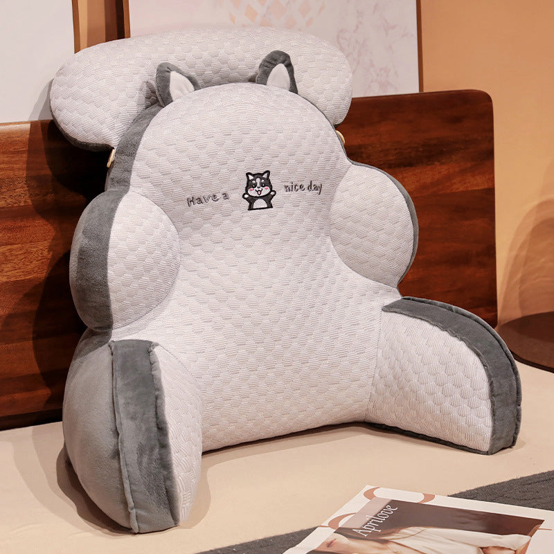 Ergonomic reading pillow with armrests, neck roll and non-slip cover