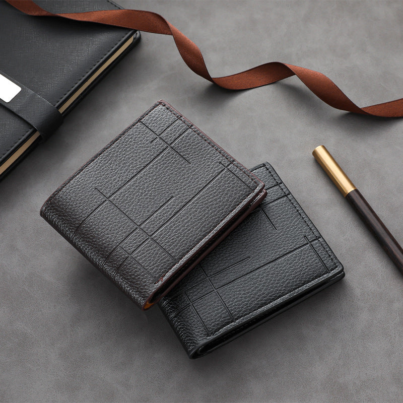 Textured Bi-Fold Leather Wallet Kalsten